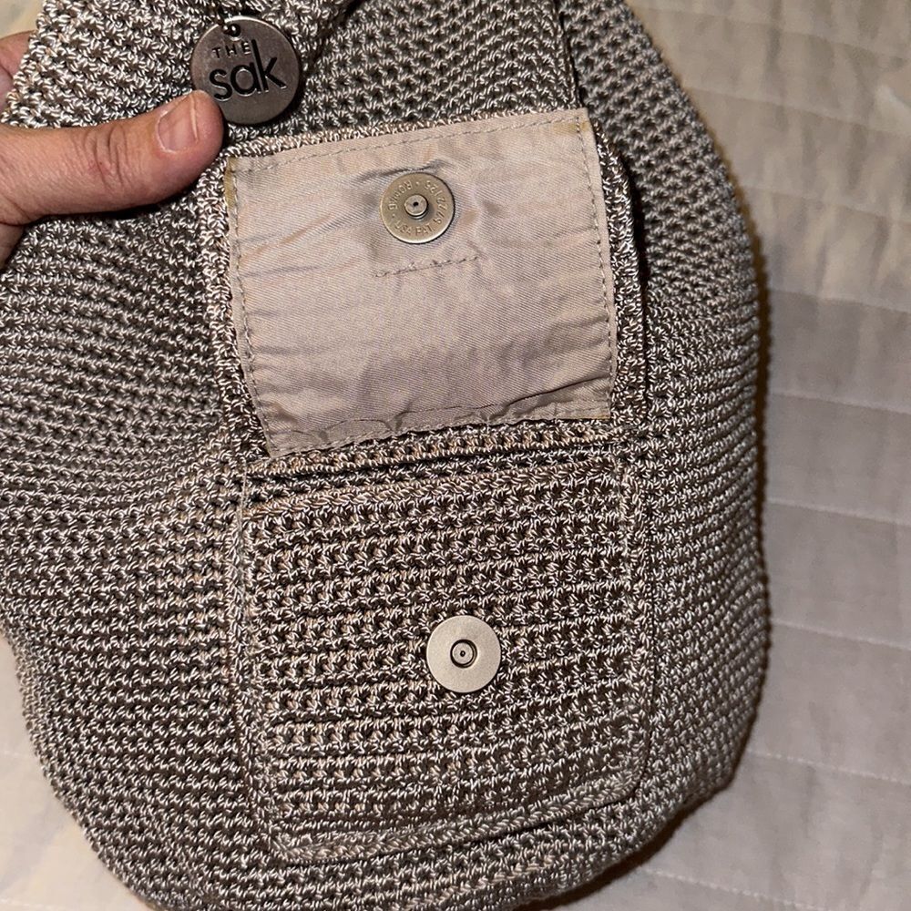 The Sak Tan Macrame Backpack String Bag Purse - image 5
